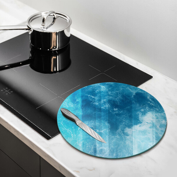 Chopping board glass Blue water