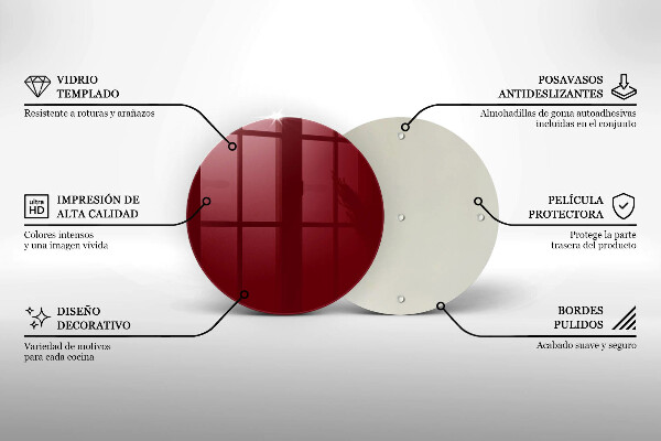 Chopping board glass Burgundy