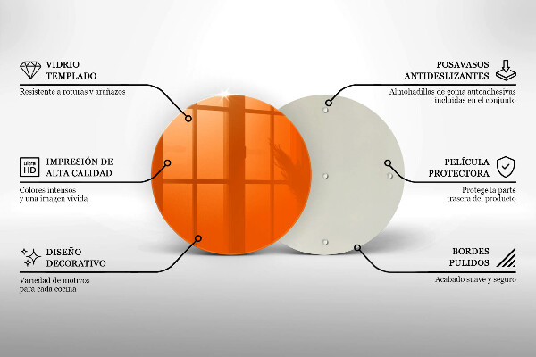 Chopping board glass Orange color
