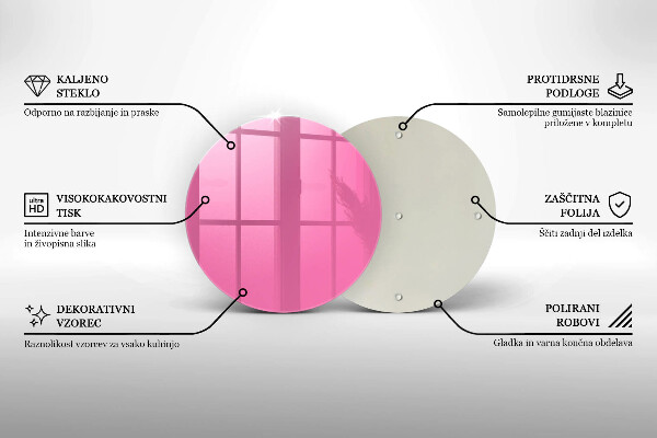 Chopping board glass Pink color