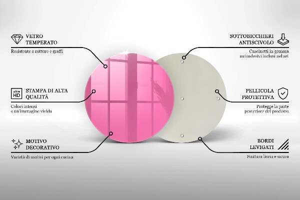 Chopping board glass Pink color