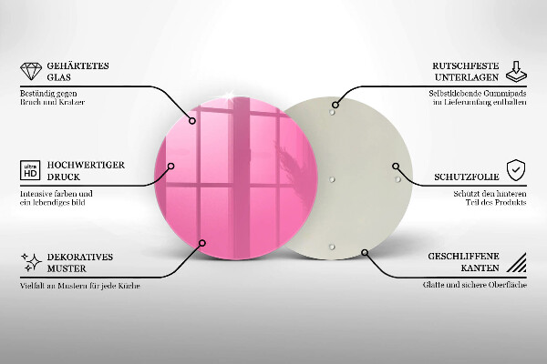 Chopping board glass Pink color