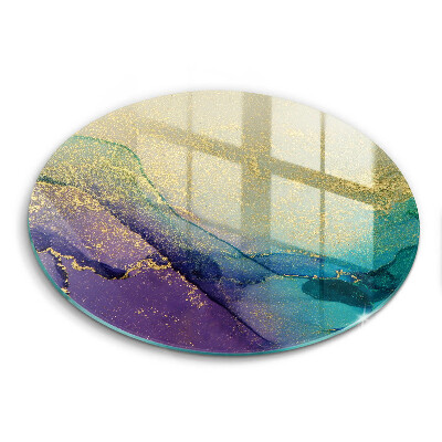 Glass cutting board Background with gold