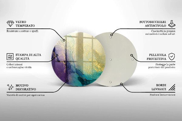 Glass cutting board Background with gold