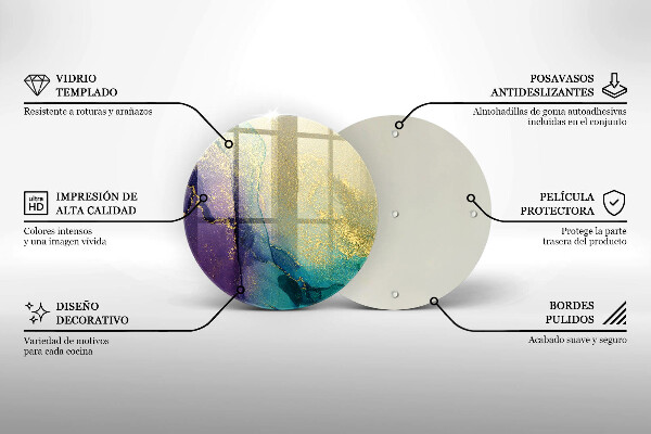 Glass cutting board Background with gold