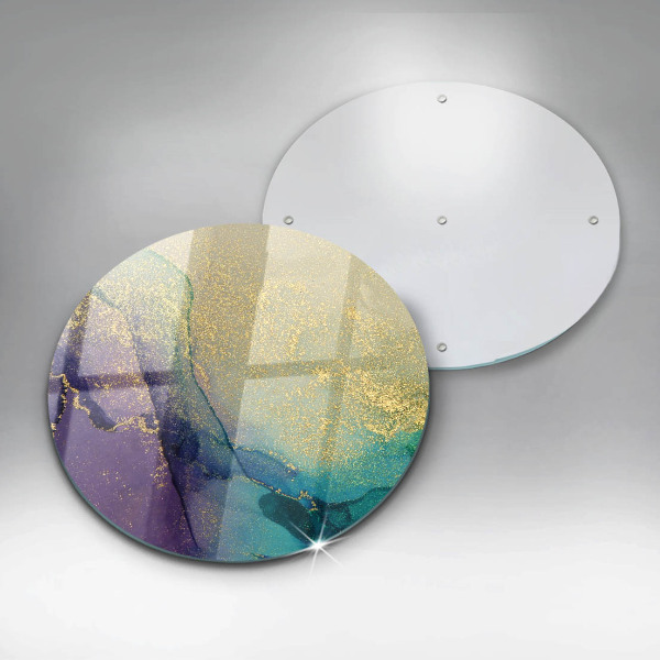 Glass cutting board Background with gold