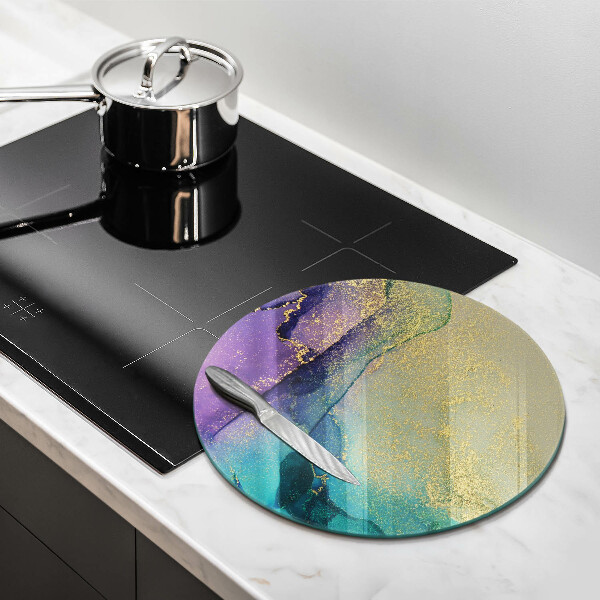 Glass cutting board Background with gold