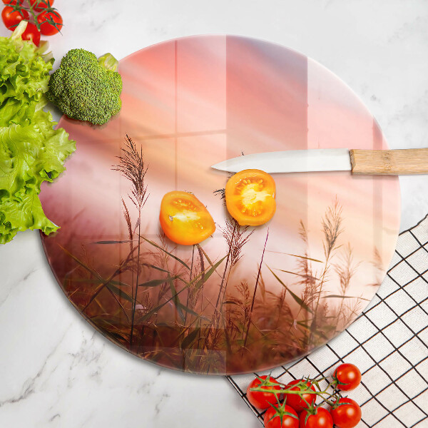 Chopping board glass Landscape of grass fields