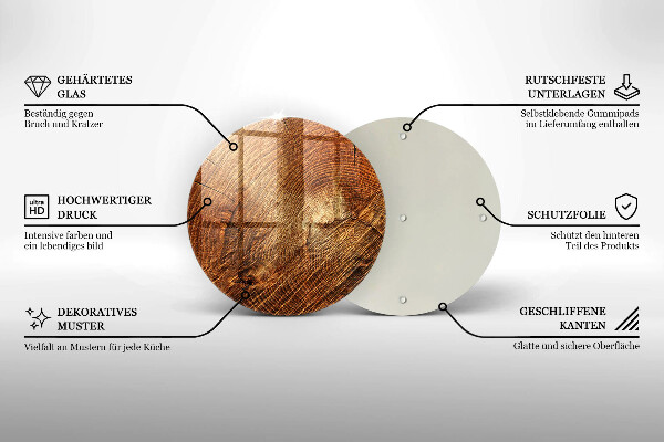 Chopping board glass Wood grain