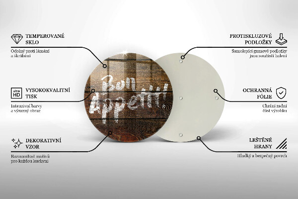 Chopping board glass Boards inscription Bon Appetit