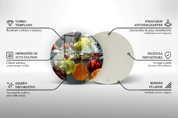 Chopping board glass Juicy fruit in water