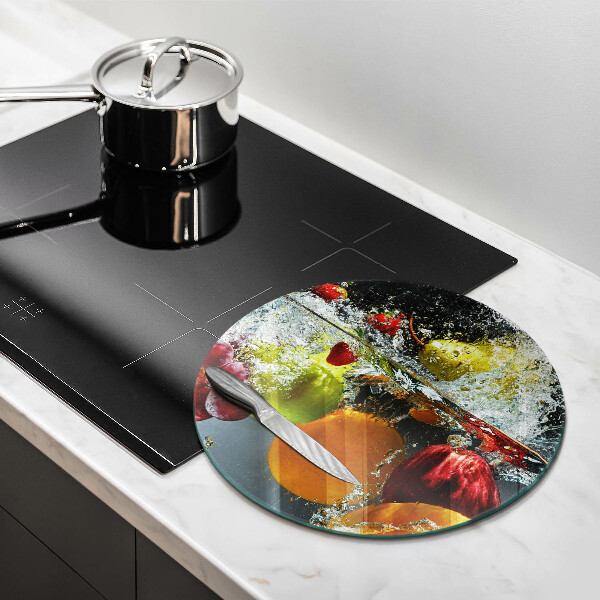 Chopping board glass Juicy fruit in water
