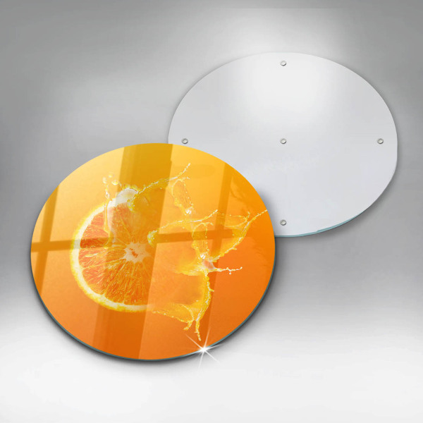 Chopping board glass Juicy fruit of orange