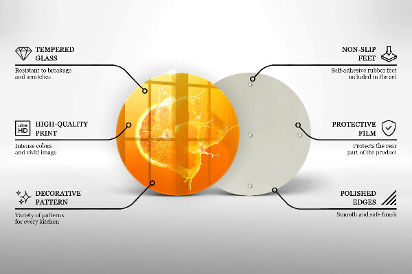 Chopping board glass Juicy fruit of orange