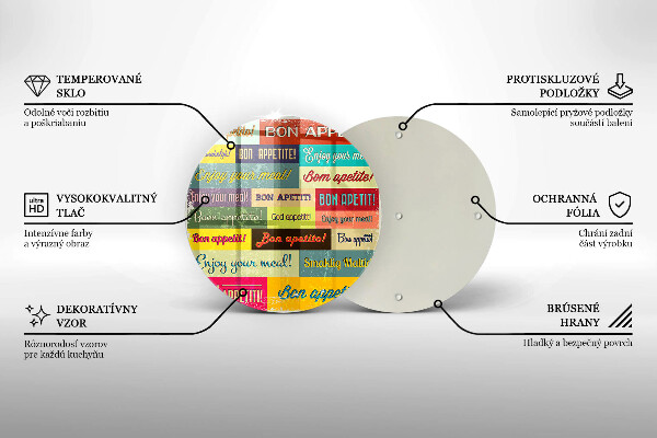 Chopping board glass Enjoy your meal transcriptions