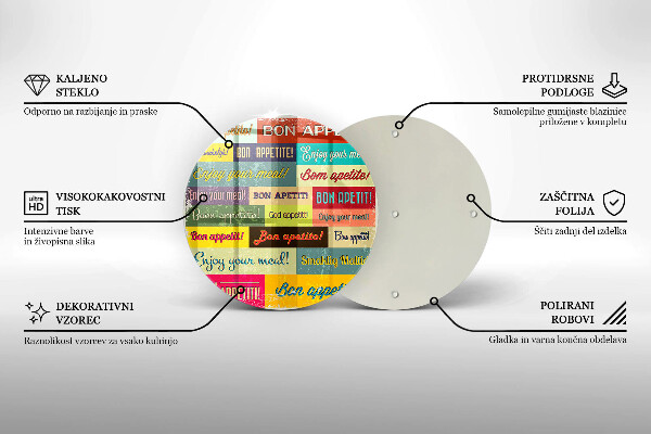 Chopping board glass Enjoy your meal transcriptions