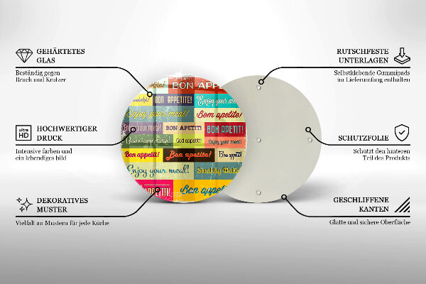 Chopping board glass Enjoy your meal transcriptions