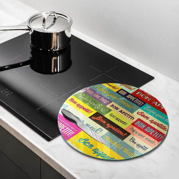 Chopping board glass Enjoy your meal transcriptions