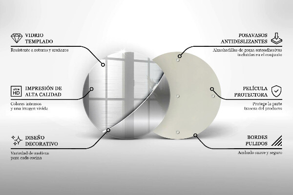 Chopping board glass Metal shapes