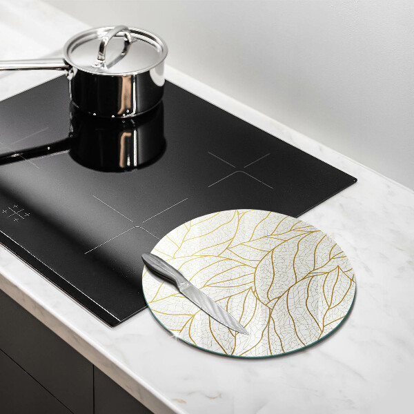 Chopping board glass Line-art leaves pattern