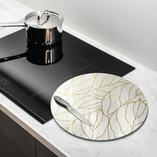 Chopping board glass Line-art leaves pattern