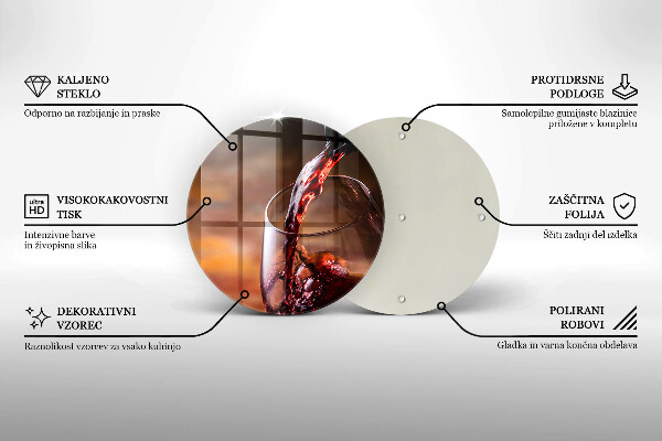 Chopping board glass Red wine and glass