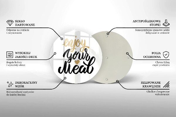 Chopping board glass The inscription Enjoy Your Meal