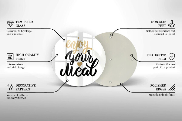 Chopping board glass The inscription Enjoy Your Meal