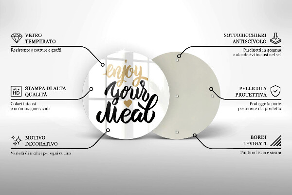 Chopping board glass The inscription Enjoy Your Meal