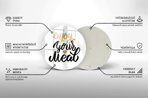 Chopping board glass The inscription Enjoy Your Meal