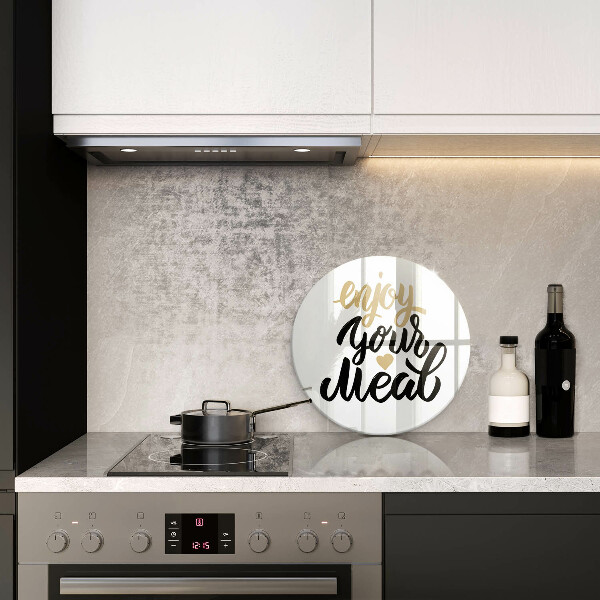 Chopping board glass The inscription Enjoy Your Meal