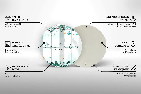 Chopping board glass The inscription Merry Christmas