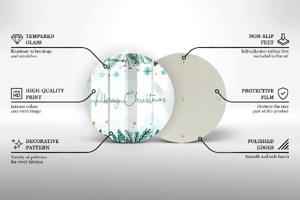 Chopping board glass The inscription Merry Christmas