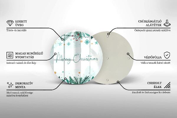 Chopping board glass The inscription Merry Christmas