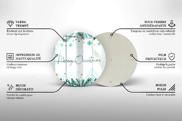 Chopping board glass The inscription Merry Christmas