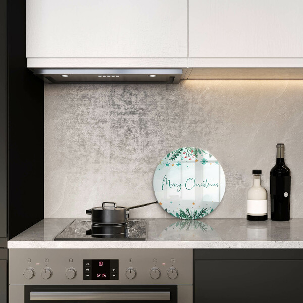 Chopping board glass The inscription Merry Christmas