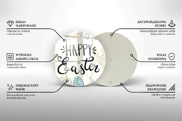 Chopping board glass Happy Easter