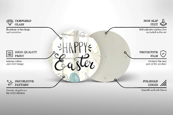 Chopping board glass Happy Easter