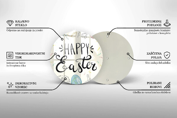 Chopping board glass Happy Easter