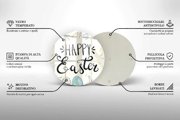 Chopping board glass Happy Easter
