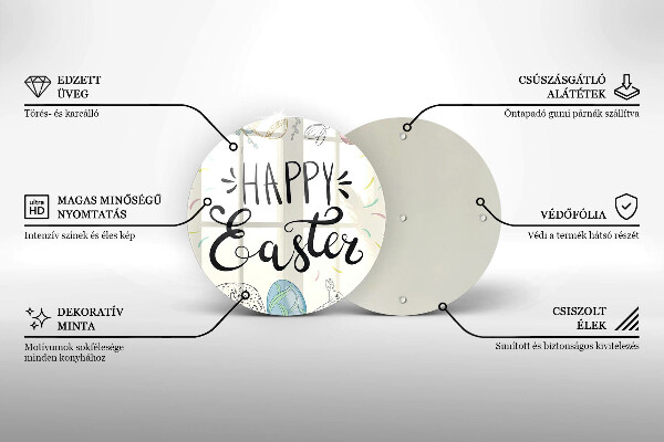 Chopping board glass Happy Easter