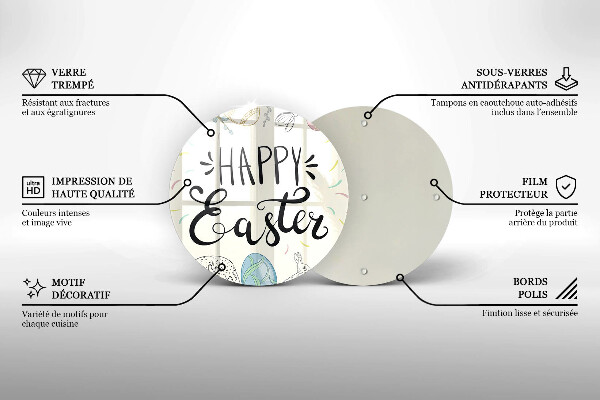 Chopping board glass Happy Easter