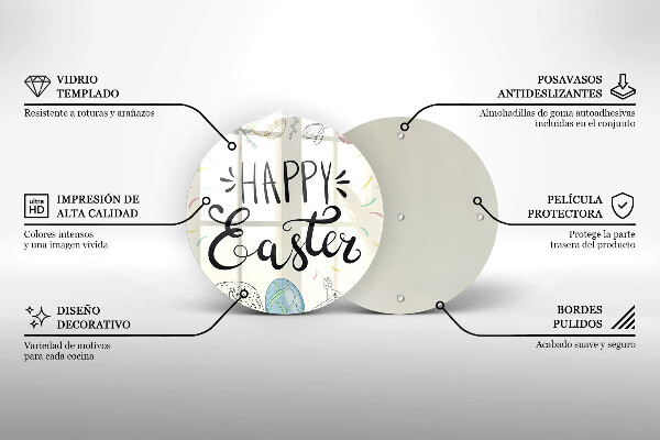 Chopping board glass Happy Easter