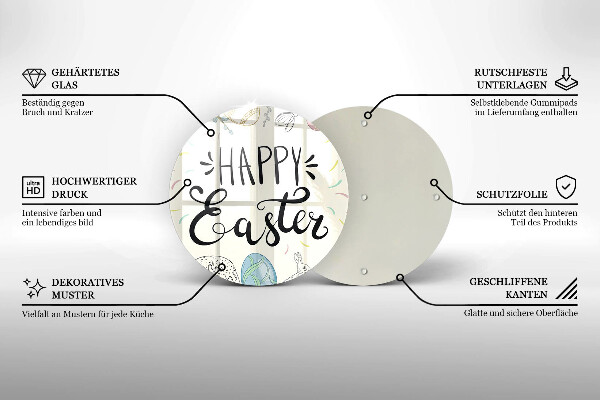 Chopping board glass Happy Easter