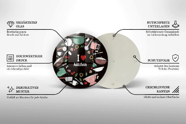Chopping board glass Illustration I Love Kitchen