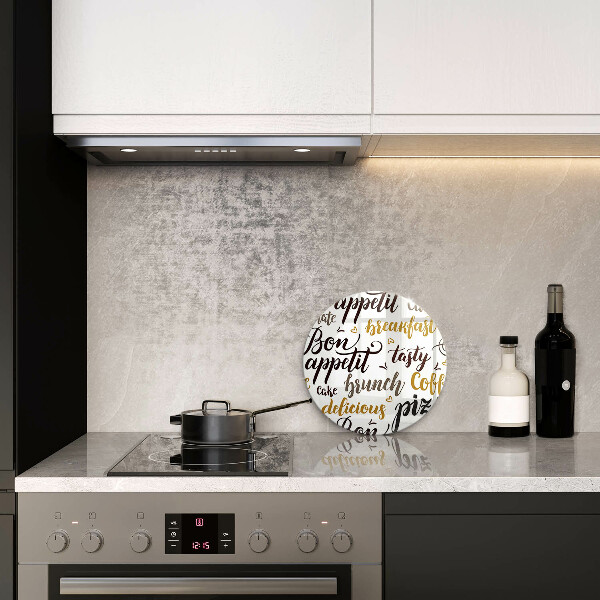 Chopping board glass Text Bon Appetit