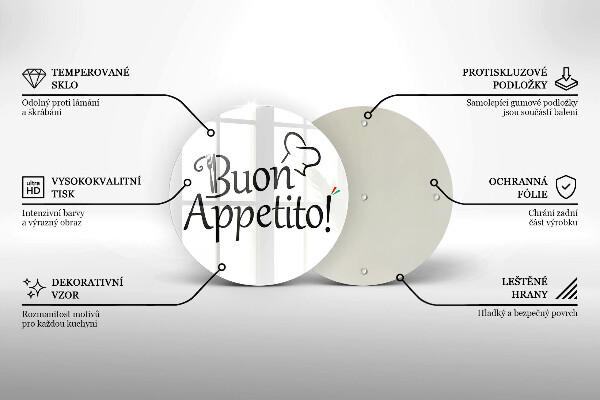 Chopping board glass The inscription Buon Appetito!