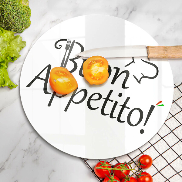 Chopping board glass The inscription Buon Appetito!