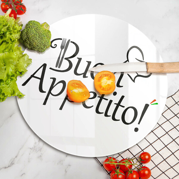 Chopping board glass The inscription Buon Appetito!