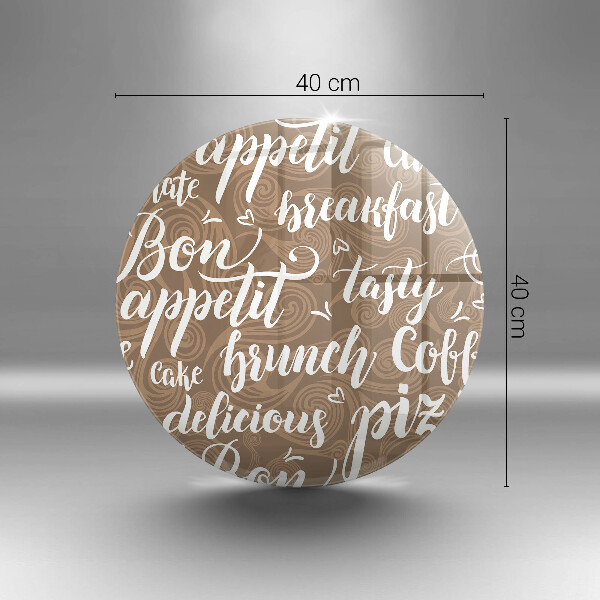 Chopping board glass Text Bon Appetit